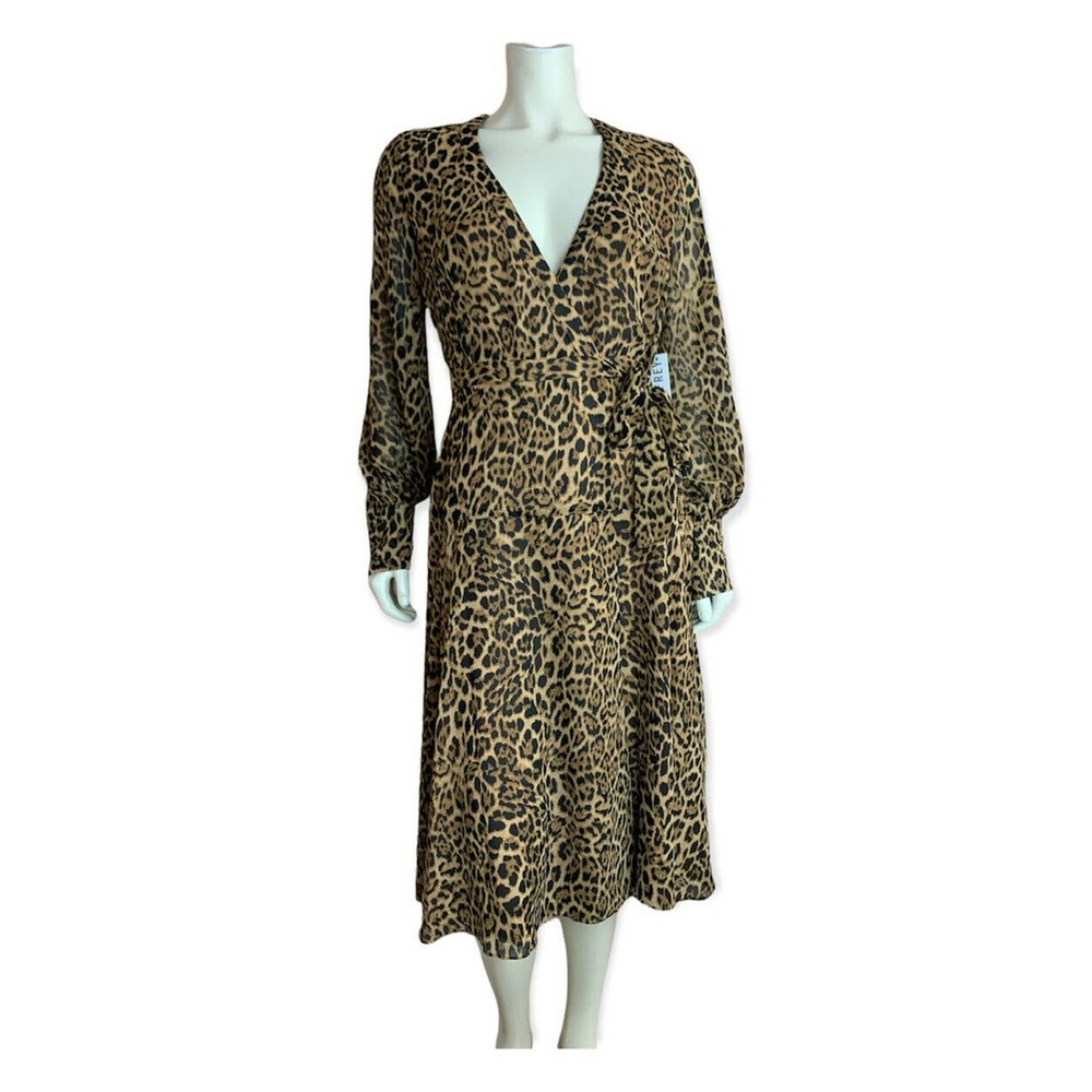 Jay Godfrey Leopard Printed Kevyn Midi Wrap Dress